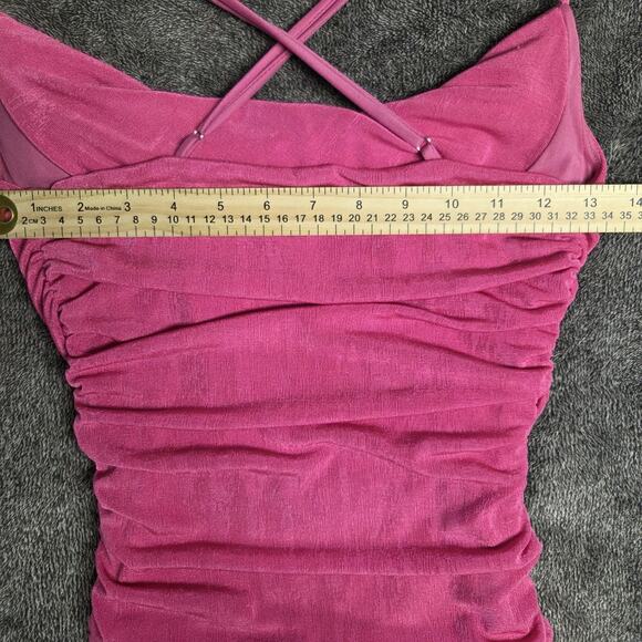 Lucy In The Sky Going Out Dress Clubbing Hot Pink Ruched Mini Dress Size Small - Picture 6 of 7